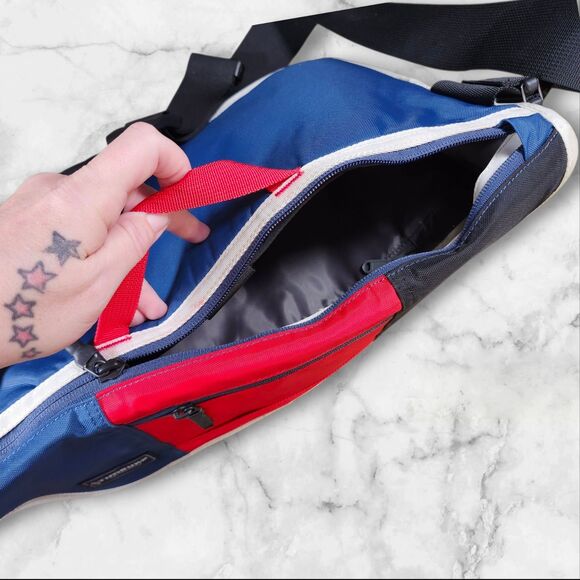 Timbuk2 Small Messenger Bag Red Blue White Trim w/ Cross Strap Excellent - Picture 4 of 8